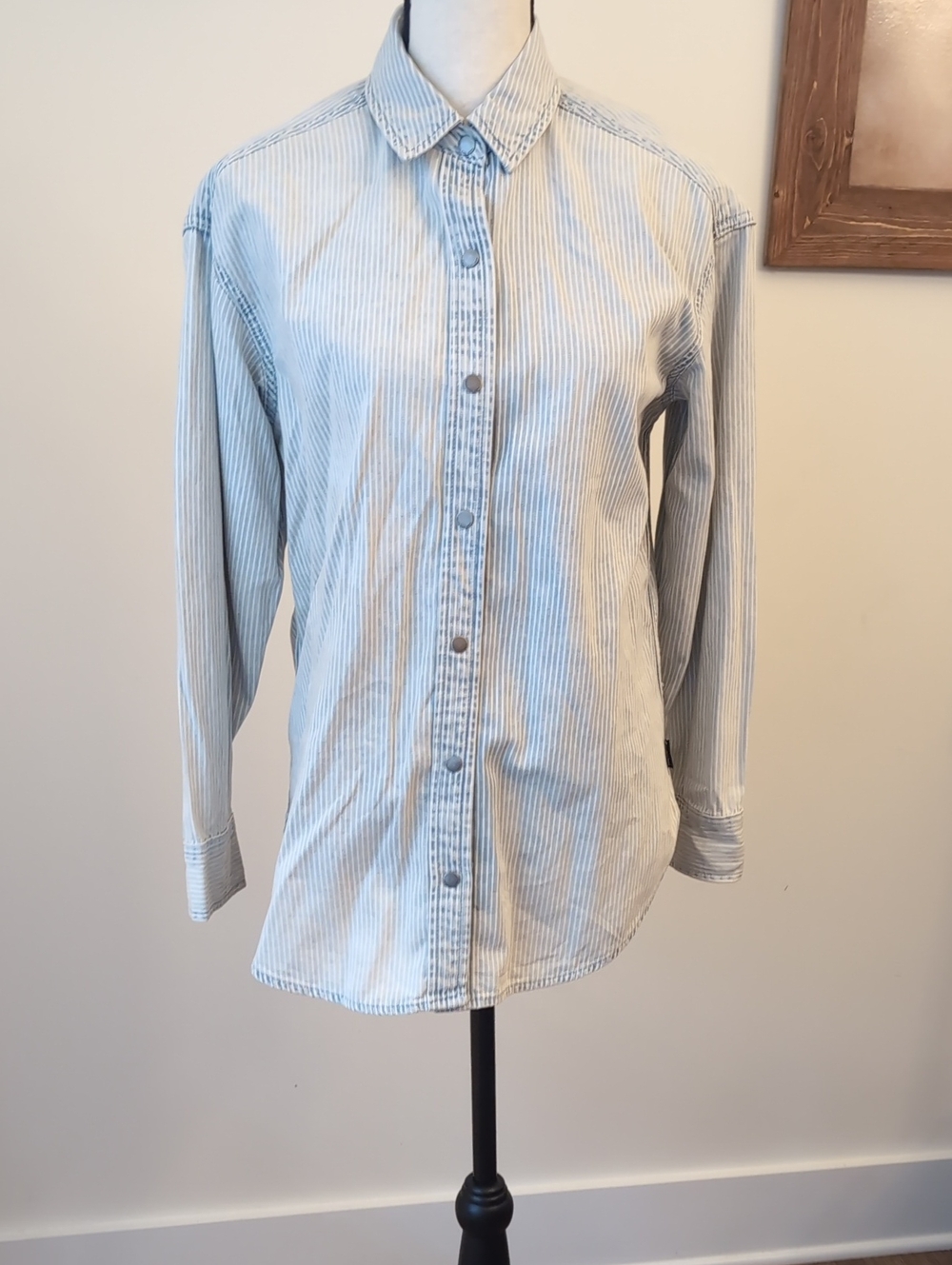 Calvin Klein Jeans Light Blue & White Pinstripe Dress Shirt